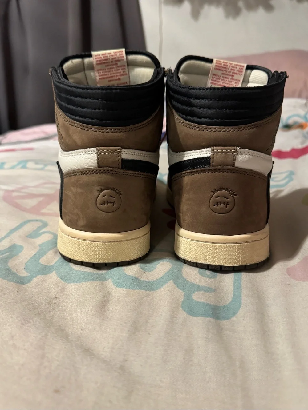 Jordan Air High-Top Sneakers Brown Black White with Pink Laces